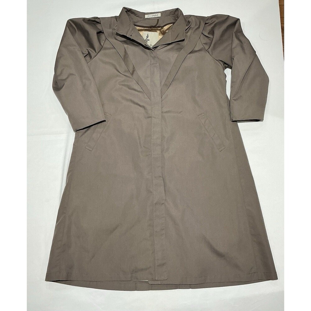 Misty Harbor Trench Coat Womens 14P Brown Made In USA Removable Liner Preppy
